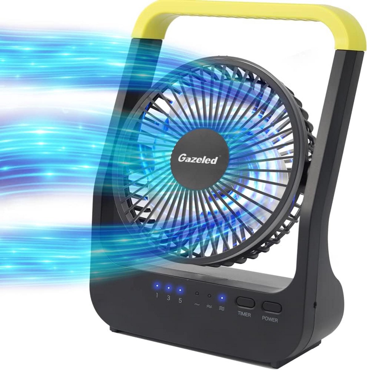 Draagbare Batterij Aangedreven Ventilator met Timer - 3 Snelheden & 180° Draaibaar