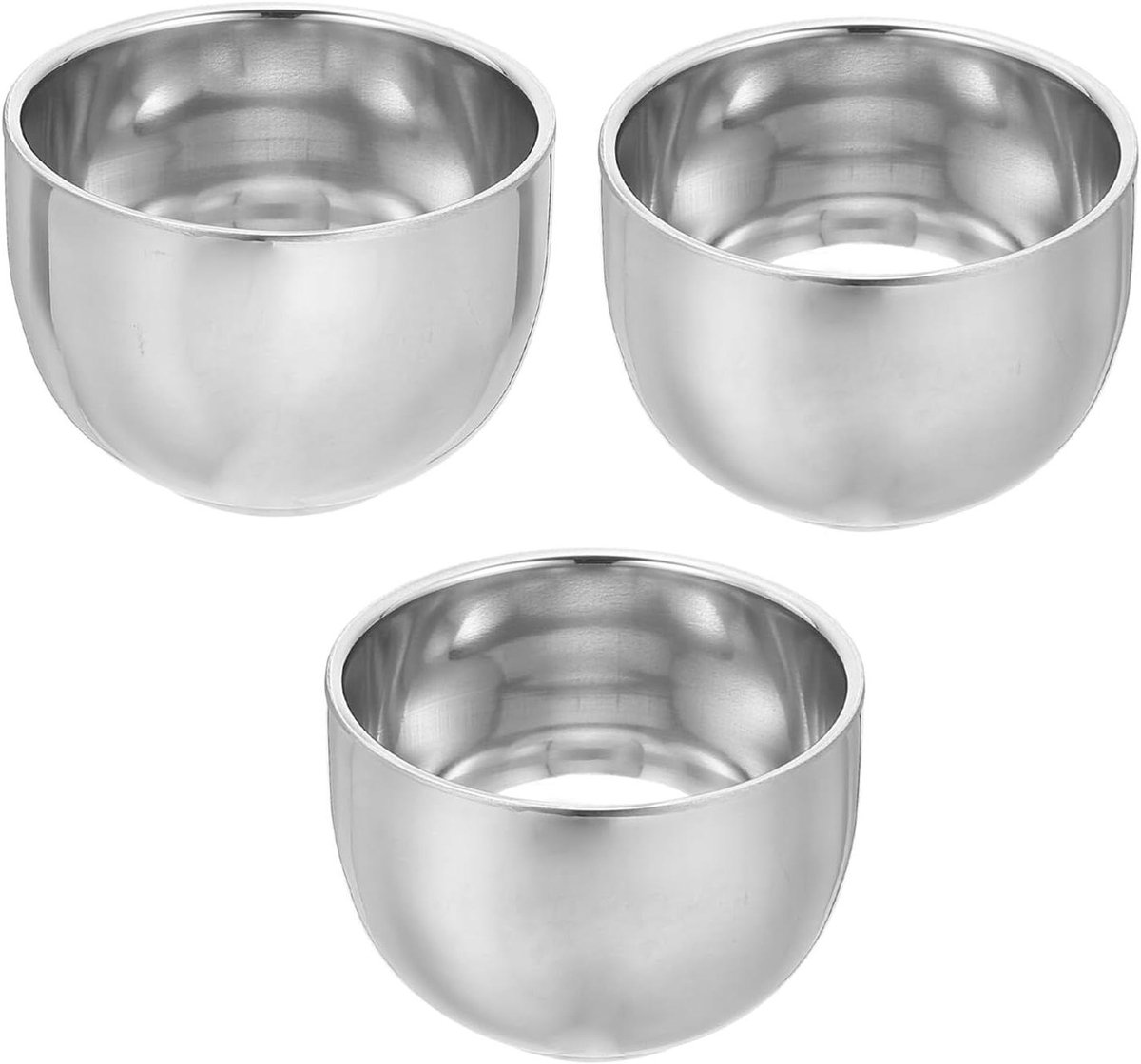 Scheerkom Roestvrijstaal - Scheerzeep beker - Dagelijks scheren - Onbreekbaar warmte-isolerend - 8.2 x 5.8 cm - Zilver