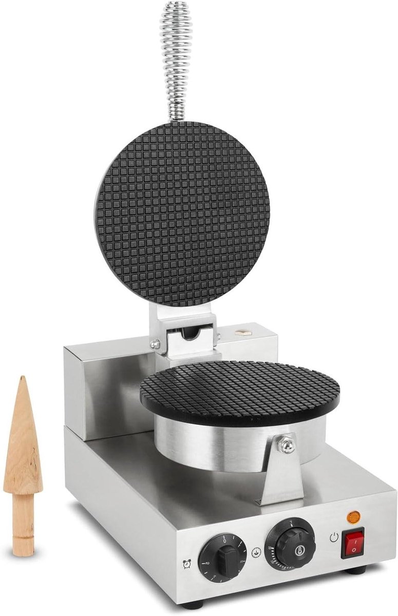 Wafelijzer Kegels - IJzeren Hoorns - IJswafels Maken - Hoge Productie - 24 Stuks Uur - Zilver