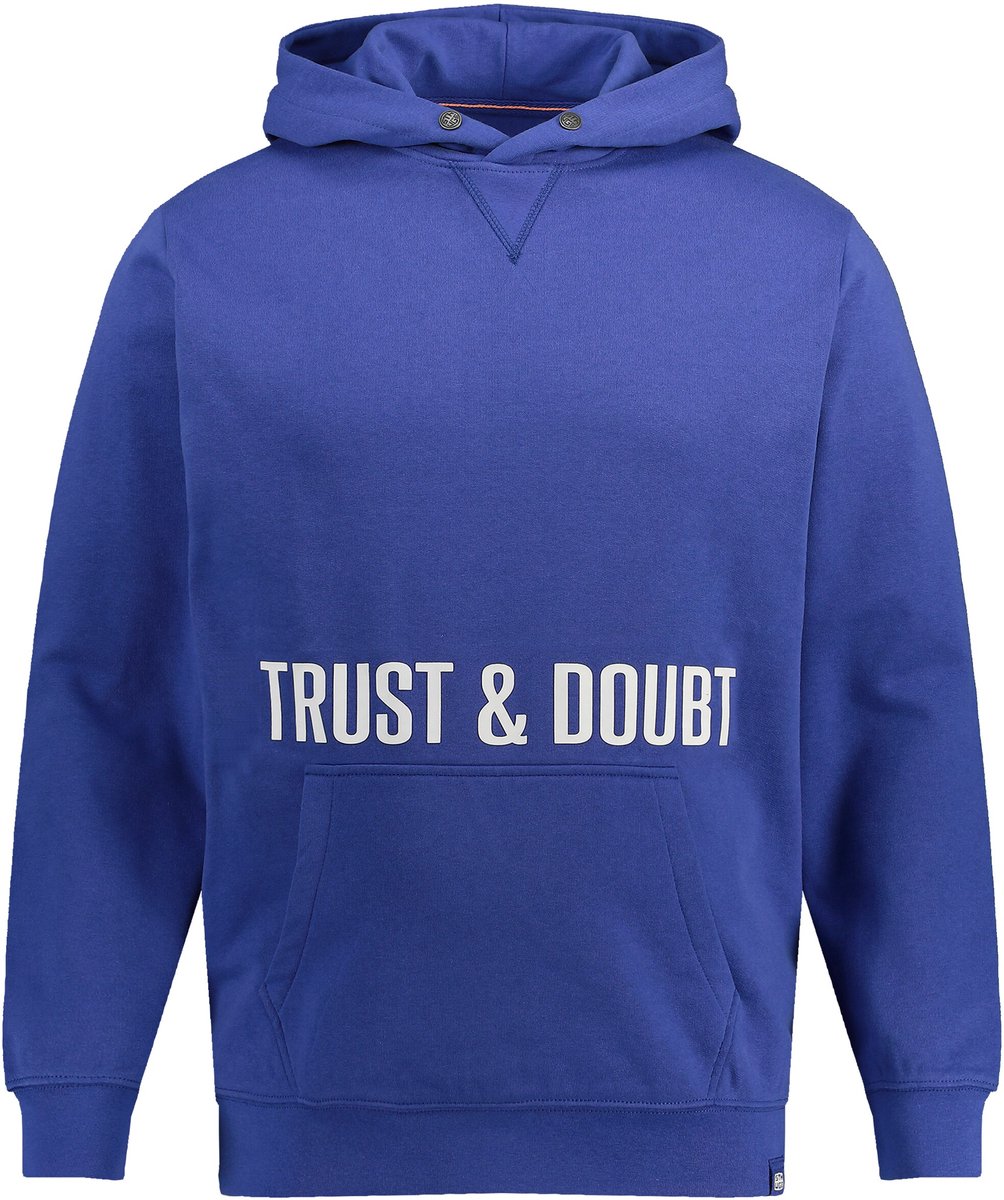 STHUGE - Heren - Hoodie lange mouwen capuchon print op de borst - Koningsblauw - Maat XL