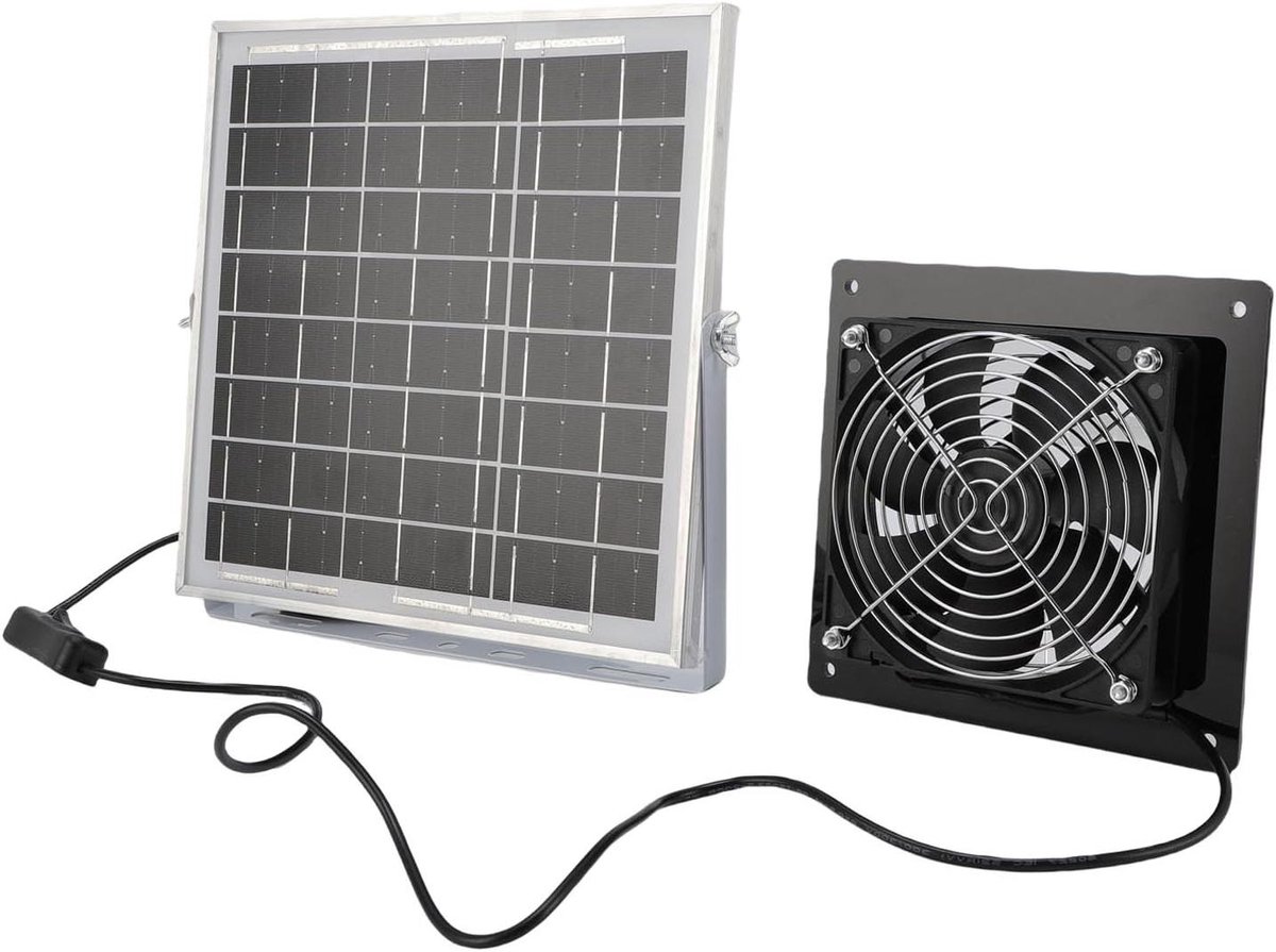 Zonnepaneel Ventilator Set - Afzuigventilator - Luchtcirculatie Creëren - Weerbestendig IP