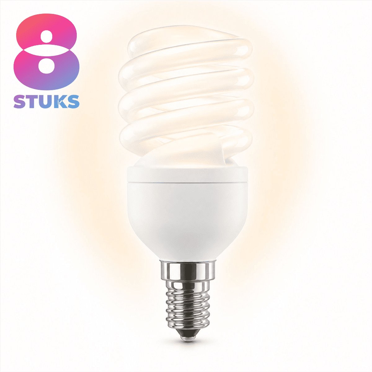 8x Spiraal Spaarlamp E14 - 11W - Daglicht (6400K) - 550 lm - 10 jaar - Niet Dimbaar