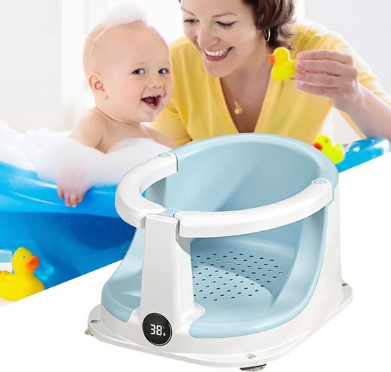 Baby Badstoel - Kinder Zitje - Veilig Baden - Met Temperatuur Sensor - 22 x 32 x 22 cm - Blauw — afbeelding 5