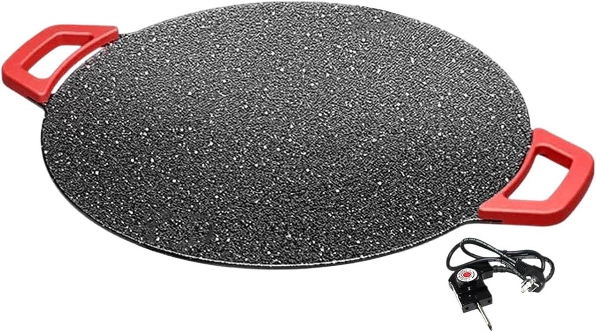 Elektrische grill - Bakplaat kookplaat - Buiten koken - Antiaanbaklaag - 30 cm - Zwart