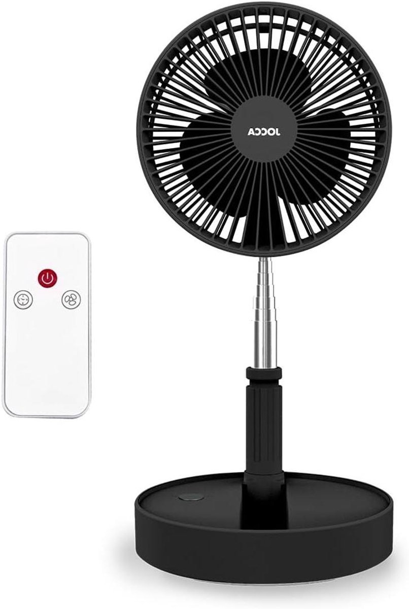 Staande Ventilator - Oplaadbare Ventilator - Thuis Koelte - Opvouwbaar Ontwerp - Tot 98 cm - Zwart