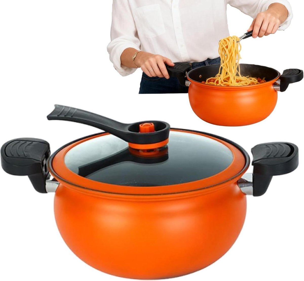 Kookpot - Soeppan - Grote Maaltijden Bereiden - Antiaanbaklaag - 18.6H cm - Oranje