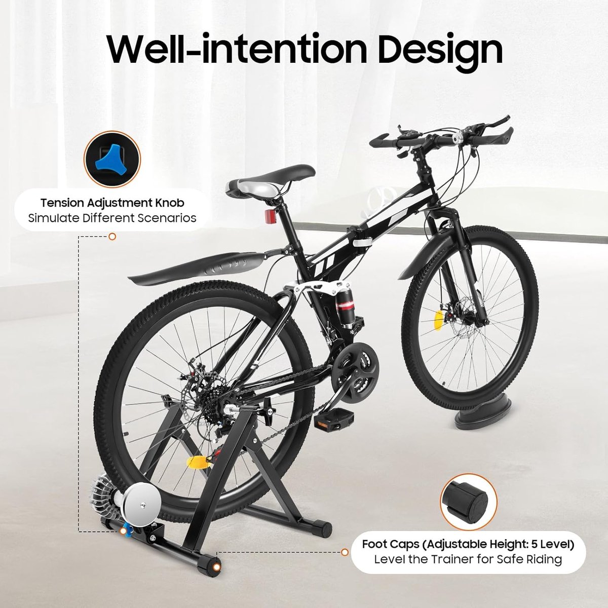 Fietstrainer - Hometrainer Indoor - Conditie Verbeteren - Geluidsarme Training - Tot 150 kg - Zwart