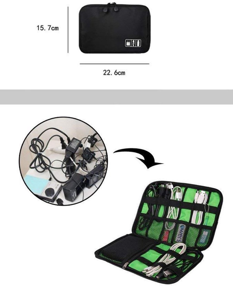 Travel Kabel Organizer Tas - Opbergtas voor Kabels en Accessoires - Zwart van Merkloos / Sans marque — cadeau in Mode & Accessoires - foto 3