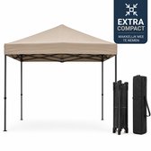 Partytent - 300x300x285cm - Hoogte Verstelbaar - PVC - Polyester - Harmonica- Frame -Khaki - Draagtas