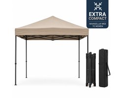 Partytent - 300x300x285cm - Hoogte Verstelbaar - PVC - Polyester - Harmonica- Frame -Khaki - Draagtas