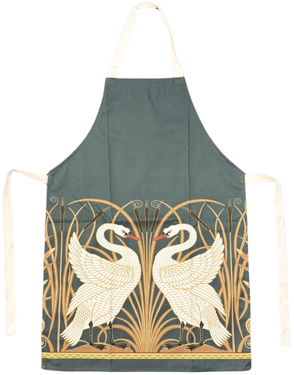 Schort - Katoen - Swan - Zwaan - Zwanen - Walter Crane - Donkergroene achtergrond