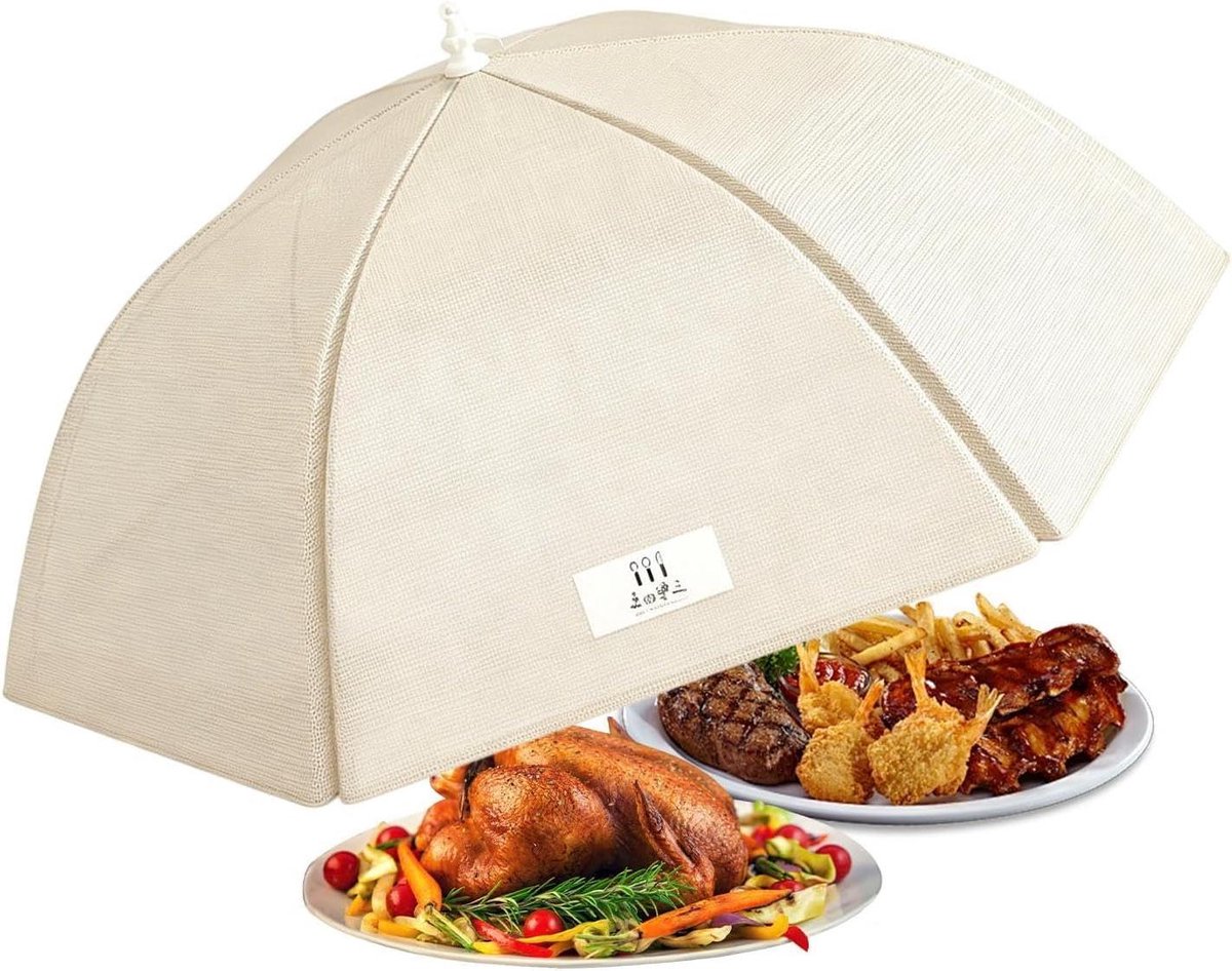 Voedselhoezen - Eet tent Vliegendeksel - Buiten eten - Vliegwerend ontwerp - 70 cm diameter - Wit