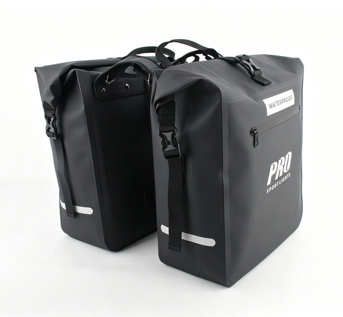 Dubbele Fietstas 56 Liter Zwart Met Reflectoren 100% Waterdicht E-bike Elektrische Fietsen