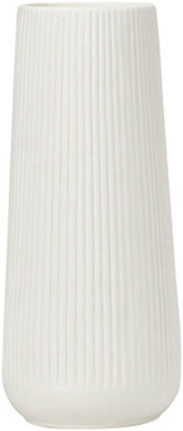 Vaas - Plantenpot - Plantenpotten - Bloemenvaas van keramiek - Bloempot voor Binnen & Buiten - Grote & Cilindrische Vazen voor Verse en Gedroogde Bloemen - 20cm - Wit