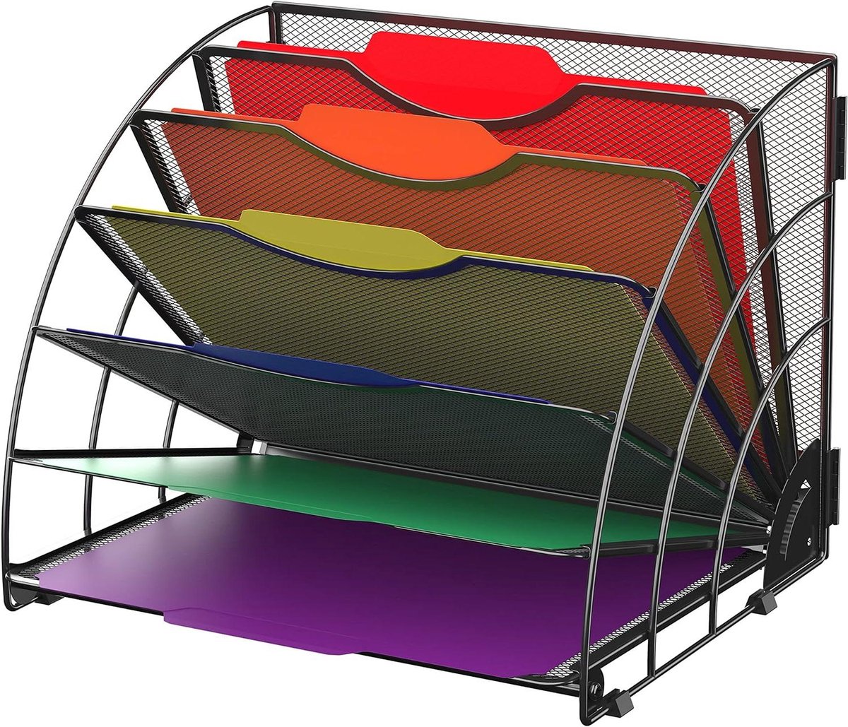 Bureau Organizer - Documentenhouder - Bureau Opruimen - Ventilator Vorm - 6 Vakken - Zwart