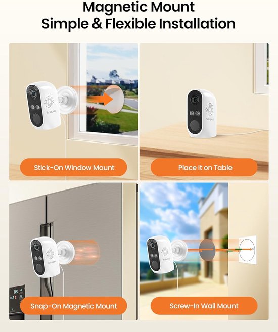 Beveiligingscamera Set - Binnen Buiten Camera - Huis Beveiligen - AI Detectie Personen Voertuigen - 2 Pack - Wit — afbeelding 4