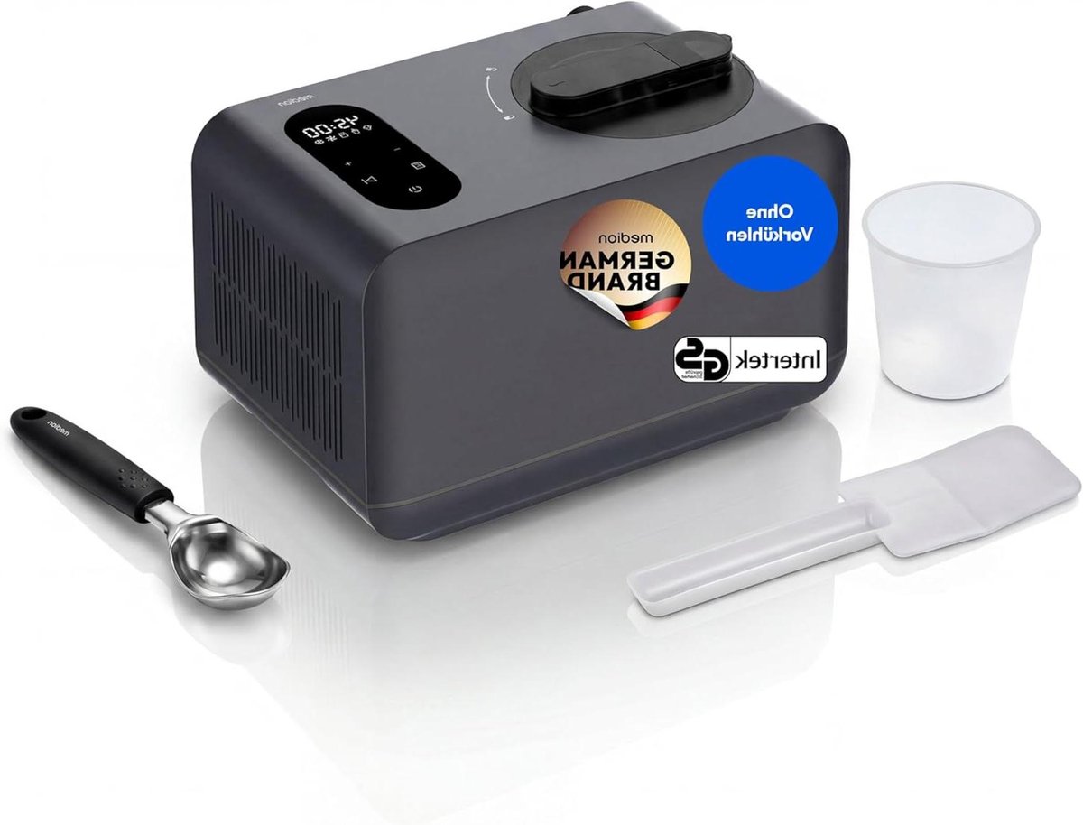 IJsmachine - Dessertmaker - Zelf Desserts Maken - Ingebouwde Compressor - 15 Liter - Grijs