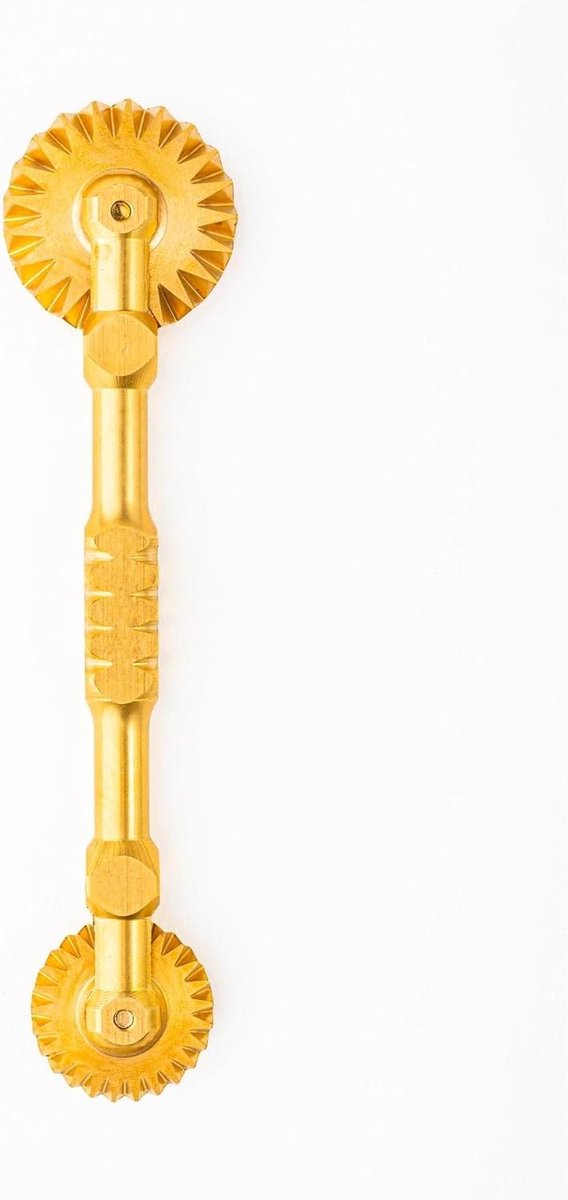 Pastamachine Koper - Ravioli Maker - Verse Pasta Maken - Dubbele Golvende Wielen - 17 cm - Goud