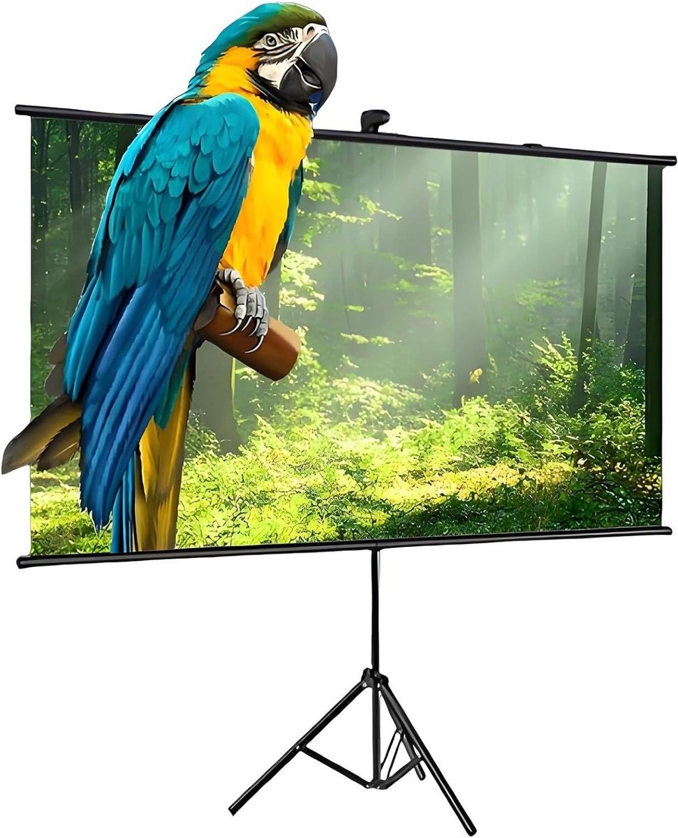 Projectiescherm met Statief - Filmscherm Uittrekbaar - Thuisbioscoop Creëren - Brede Kijkhoek 178° - 72 inch 16:9 - Zwart