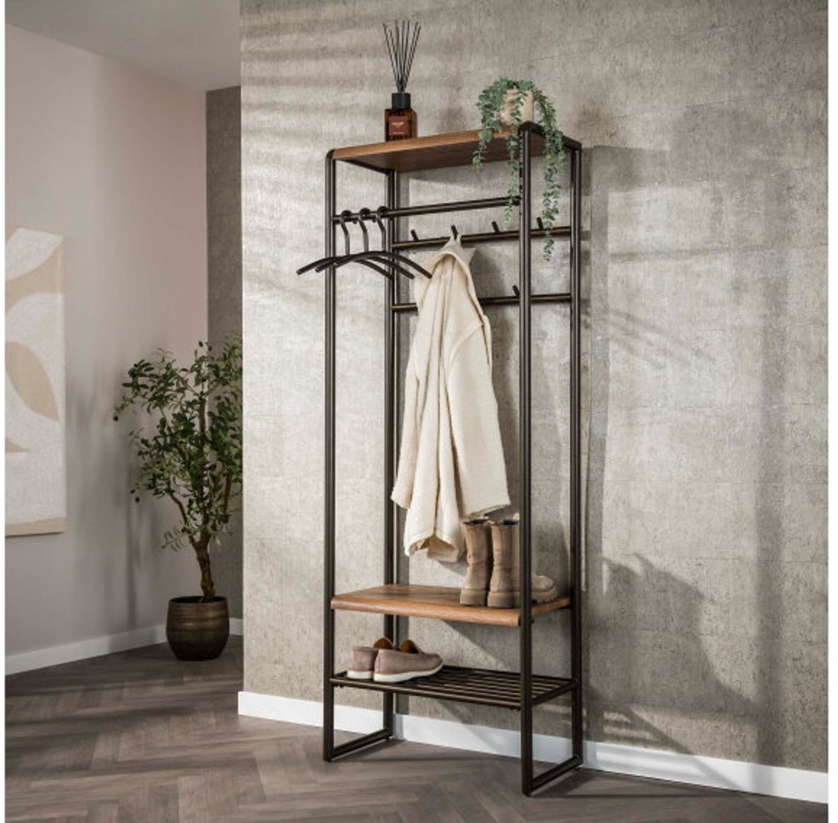 Meubelplaats Garderobemeubel roede Luno - Drift Brown Powdercoated