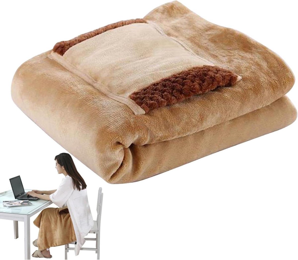Elektrische deken - Verwarmings plaid - Warmte en comfort - Zachte pluche stof - 80 x 60 cm - Bruin