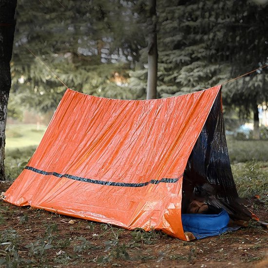 Survivaltent - Noodtent - Buitenbescherming - Warmtebehoud - 1 Persoon - Oranje — afbeelding 3