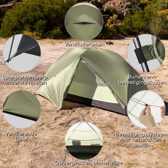 Naturehike Mongar PRO 1 – 1-persoons lichtgewicht tent – Incl. grondzeil – 20D 3000MM – 3-seizoenen koepeltent – Waterdichte trekkerstent & kampeertent – Grijs — afbeelding 2