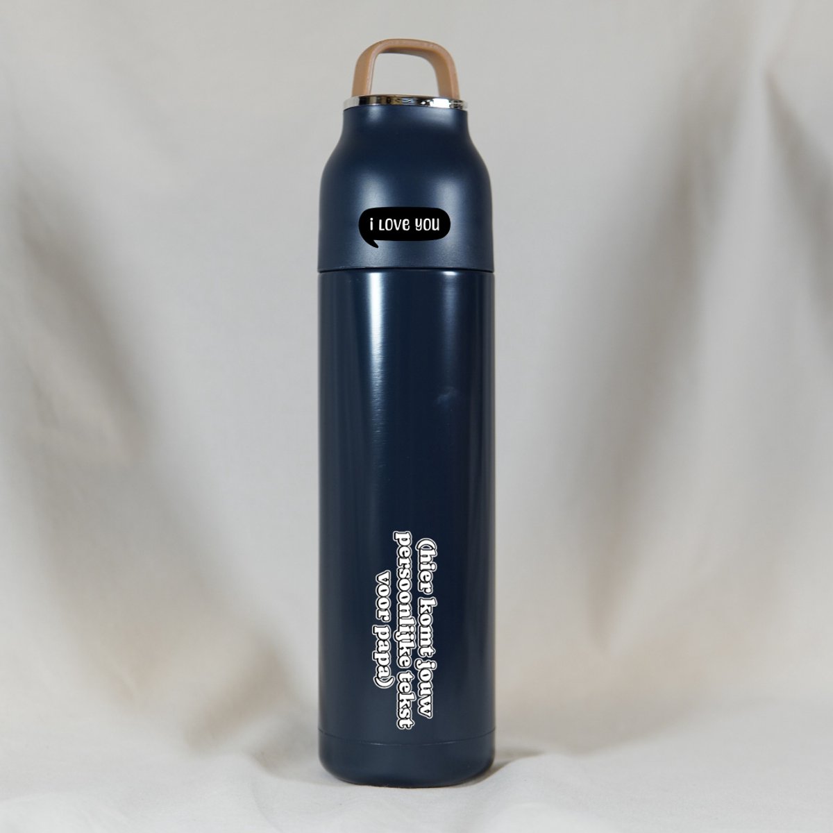 Gepersonaliseerd Cadeau voor Papa - Gepersonaliseerde Thermosfles Papa - Drinkfles Donkerblauw 500 ml - Papa Cadeau - Vader Cadeautjes - Papa Cadeau Verjaardag - Vaderdag Cadeau met Tekst - Vaderdag Geschenk