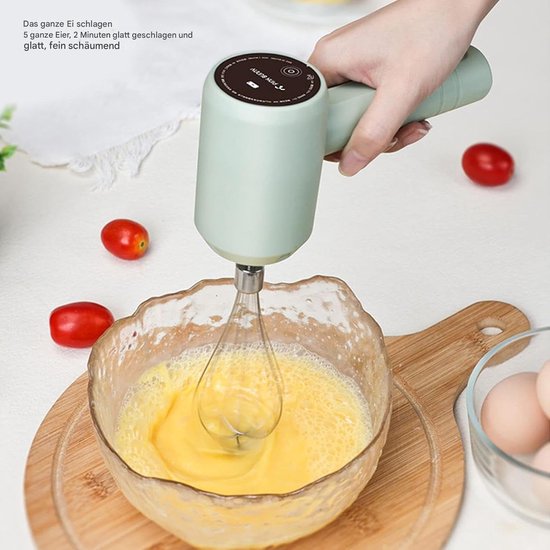 Handmixer Draadloos - Keukenmixer Elektrisch - Bakken en Maken - USB Oplaadbaar - 20 Watt - Groen — afbeelding 3