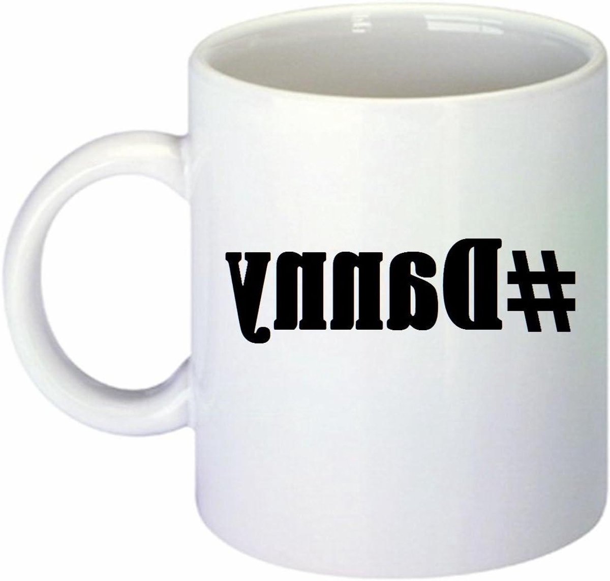 Koffiemok Hashtag Danny - Theemok Keramiek - Kantoor Ontbijt - Sublimatie Veredeling - Hoogte 95 cm - Wit
