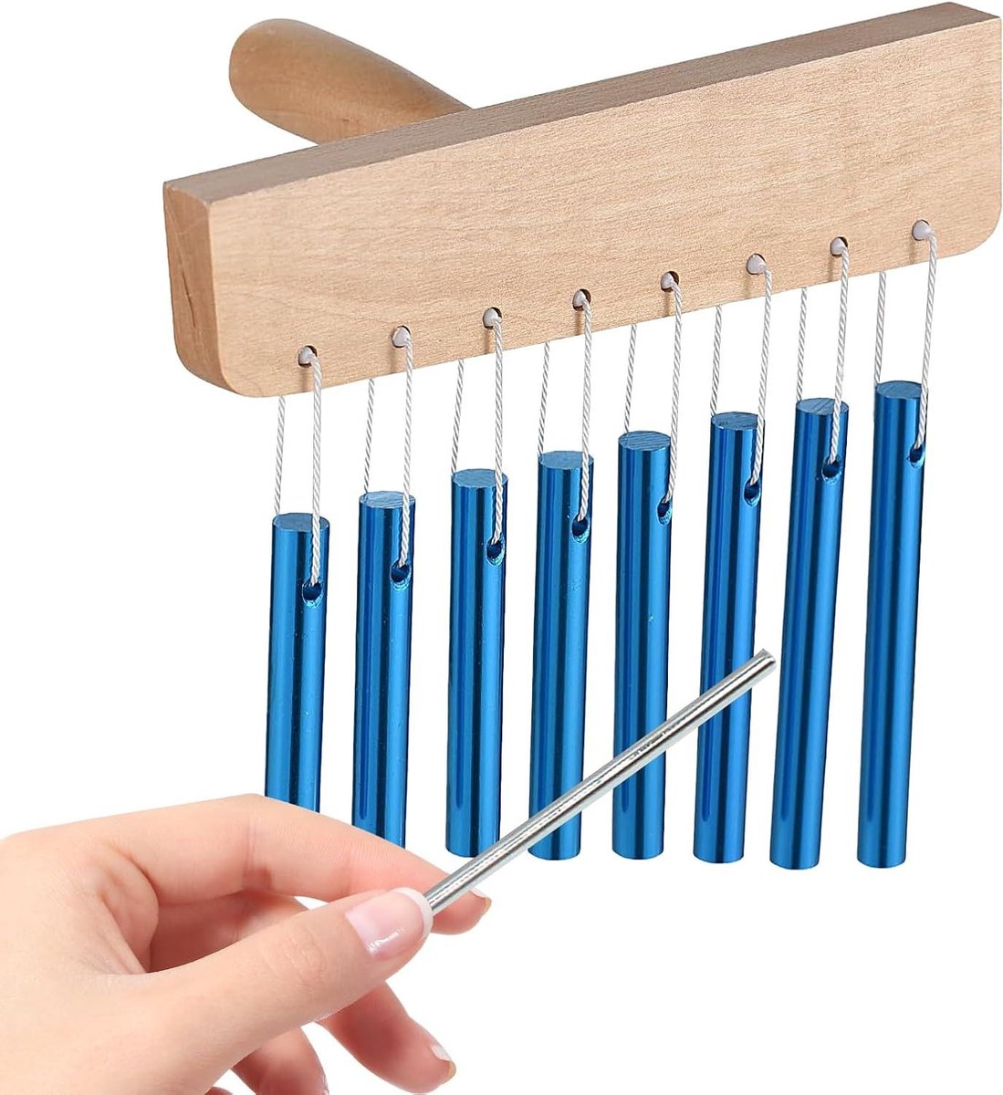 Percussie Chime Set - Muziek Klokkenspel - Muziekles - Berken-aluminium constructie - 25 cm - Blauw