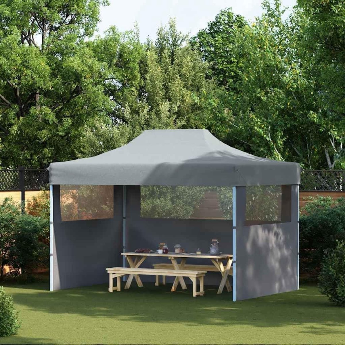 Partytent Opvouwbaar - Feesttent Tuintent - Buitenfeesten Organiseren - Waterafstotend Dak - 3 x 4 m - Antraciet