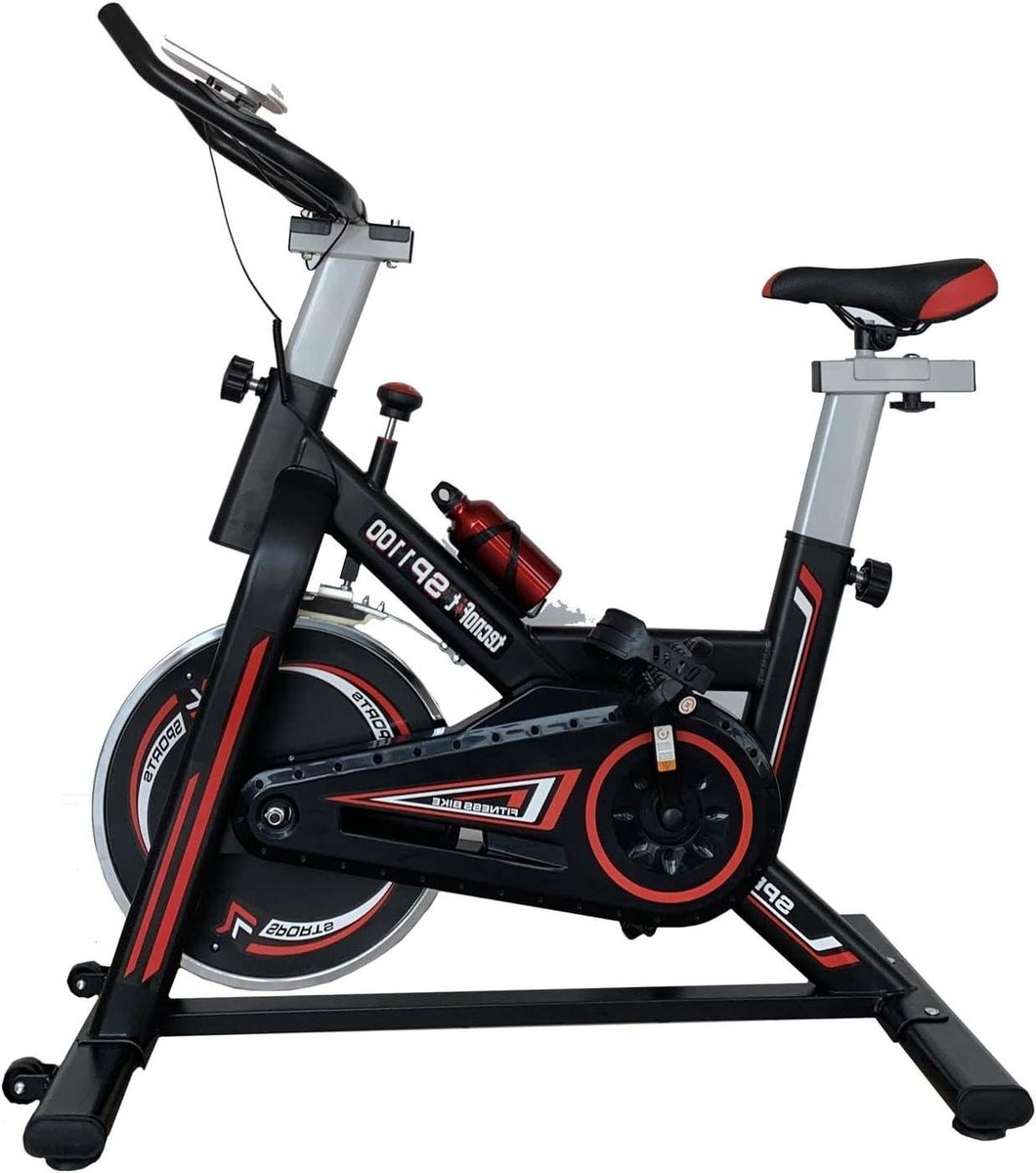Indoor Hometrainer - Spinbike Fiets - Thuis Fitness - Stil Vliegwiel 16kg - 110 kg Max - Zwart