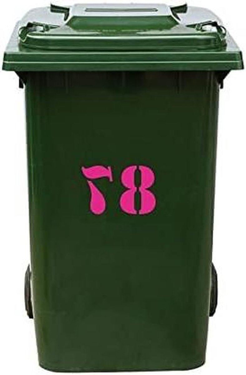 Kliko Sticker - Nummer Sticker - Afvalbak Markeren - Duurzaam Vinyl - 157 x 25 cm - Roze