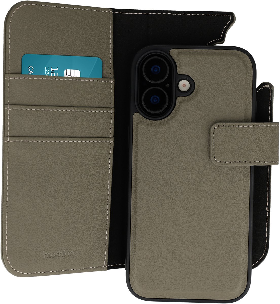 imoshion Hoesje - Geschikt voor Apple iPhone 16 - Uitneembare 2-in-1 Luxe Bookcase - Groen
