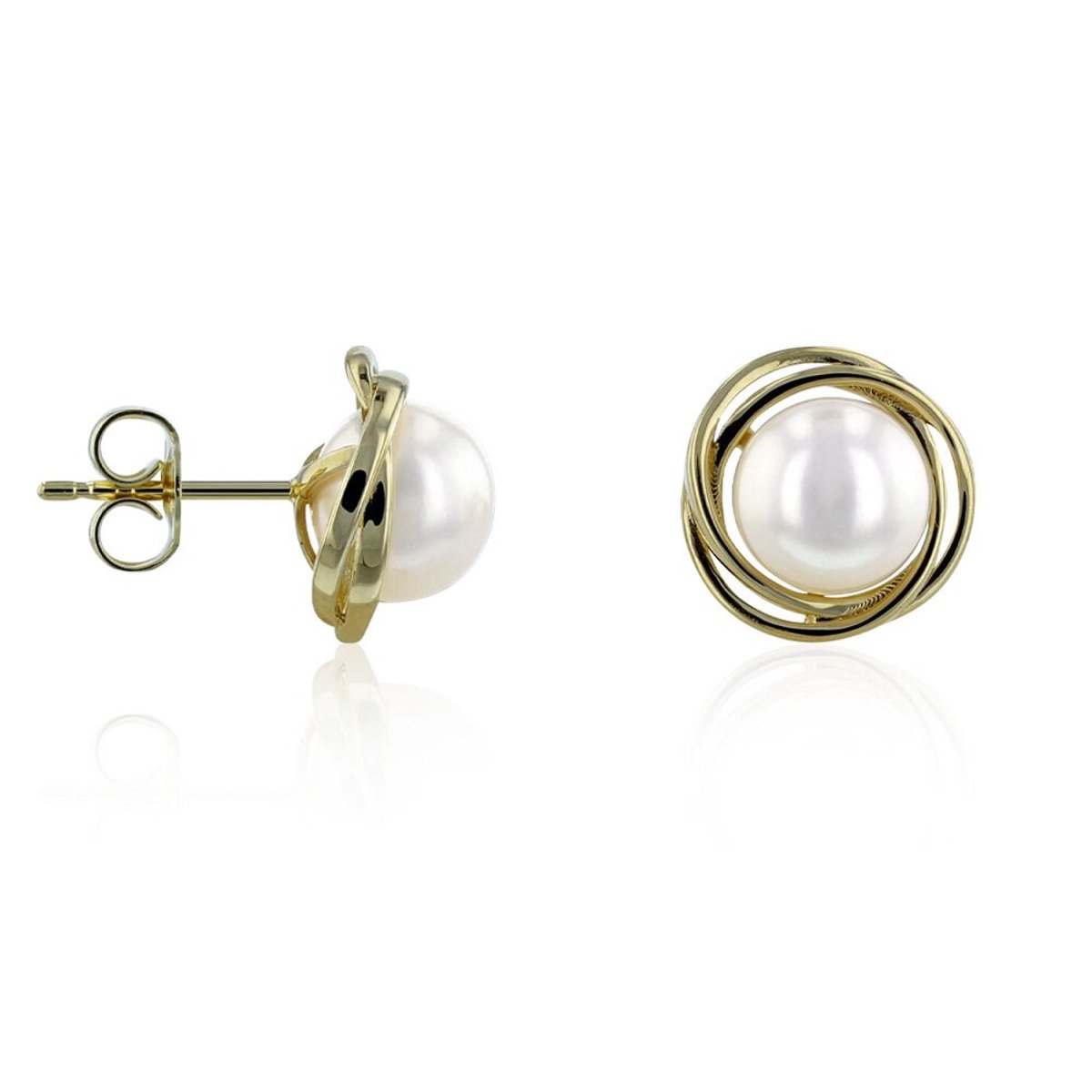 Luna-Pearls - 311.1749 - Oorbellen - Zoetwater gekweekte parel 7,5-8mm - 14K geelgoud