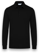 Vercate - Polo à manches longues pour homme - Polo sans repassage - Zwart - Coupe slim - Excellent Katoen - Taille XXL