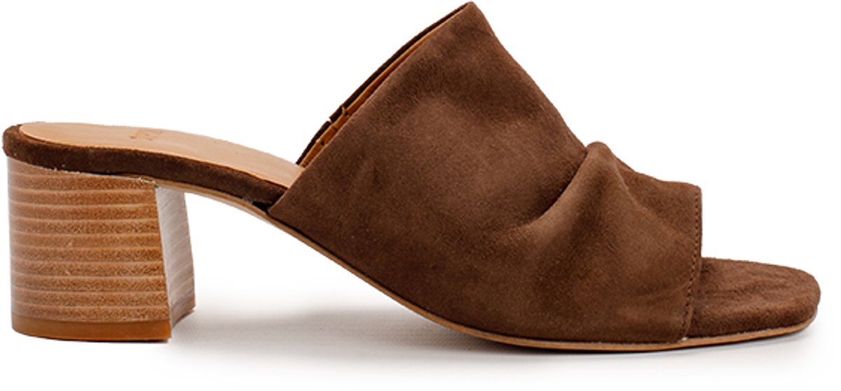 5PM ALINE Slippers met hak - Suède - Donkerbruin