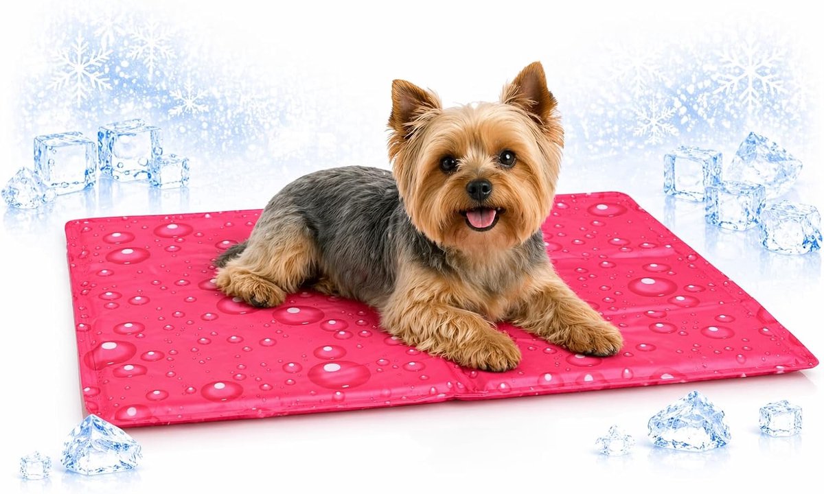 Bol.com Koelmat hond - koelmat kat - S - 50x40 cm - Drop Fuchsia - zelfkoelende mat voor honden en katten - verkoelende zomer mat aanbieding