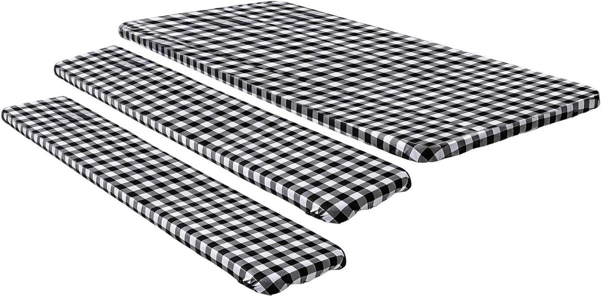 Picknicktafelhoes - Tafelkleed Beschermhoes - Buiten Dineren - Waterdicht en Vlekbestendig - 180 cm - Zwart en Wit