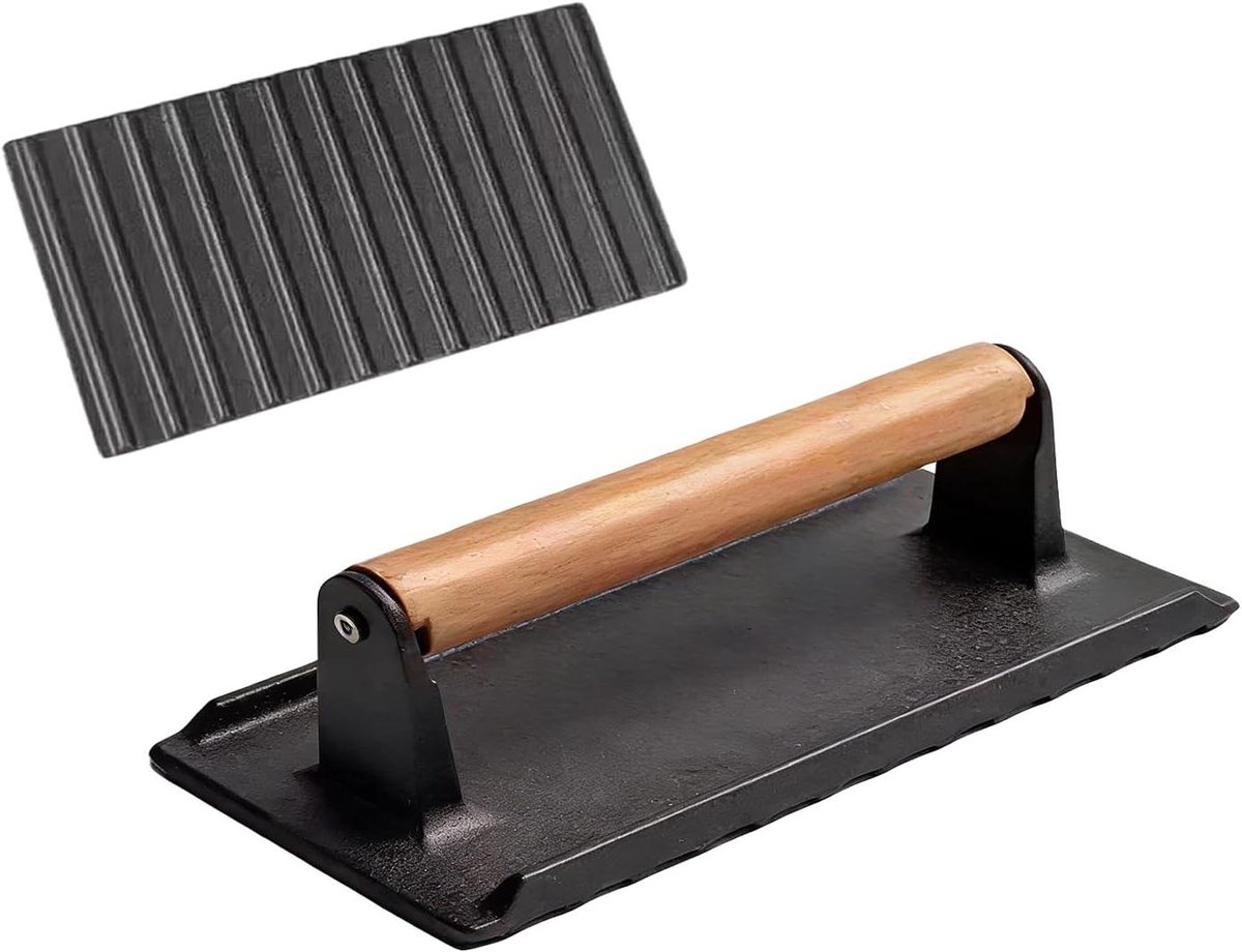 Vleespers - Grillpers Hamburgerpers - Sappige Vleesresultaten - Duurzaam Koolstofstaal - 16 x 8 x 8 cm - Zwart