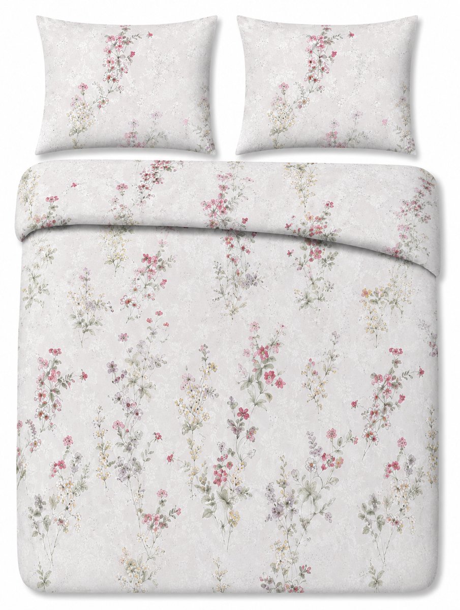 decoware Dekbedovertrek Novara 140x220 cm - Multi - Katoen - Met Kussensloop - Eenpersoons Grijs