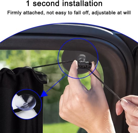 Zonnescherm voor babyauto's - 2 stuks - 65 x 50 cm - Isolerend gordijn voor auto-interieur - Autozijramen - voor zonwering, privacy, bescherming van passagiers, kinderen en huisdieren - zwart van Merkloos — afbeelding 4