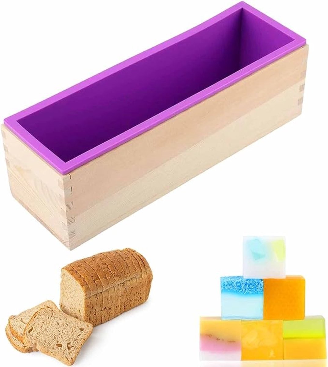 Houten zeepvorm met siliconen inleg, 1200 ml