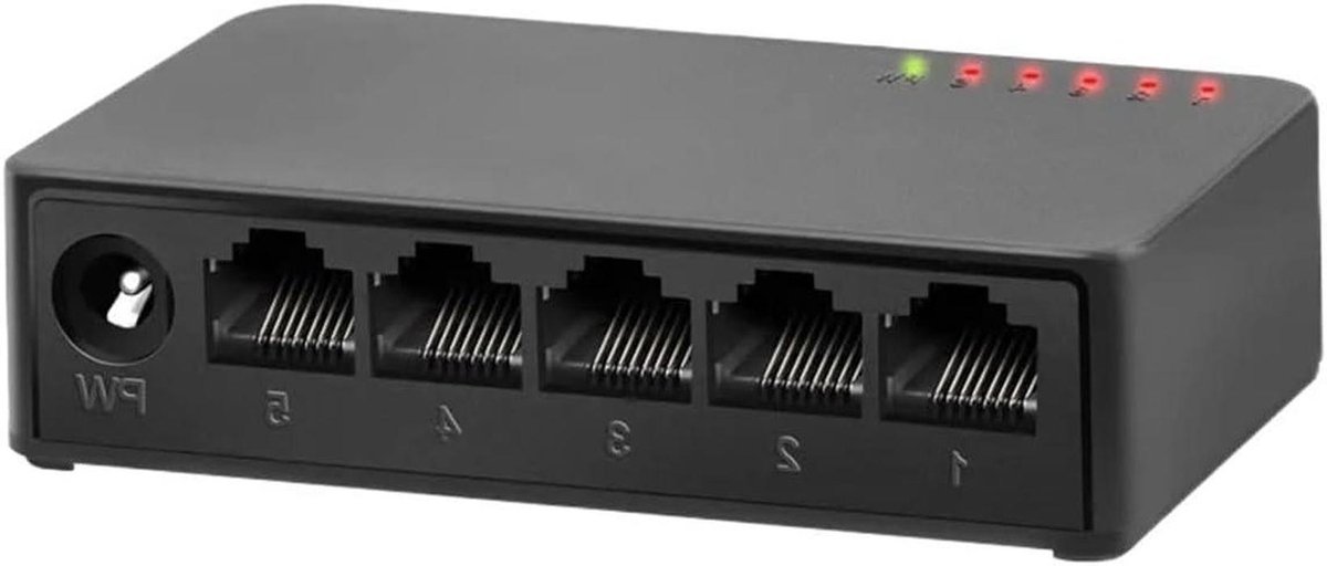 Gigabit Schakelaar - Netwerk Hub - Netwerk Uitbreiden - Plug and Play - 5 Poorten - Zwart