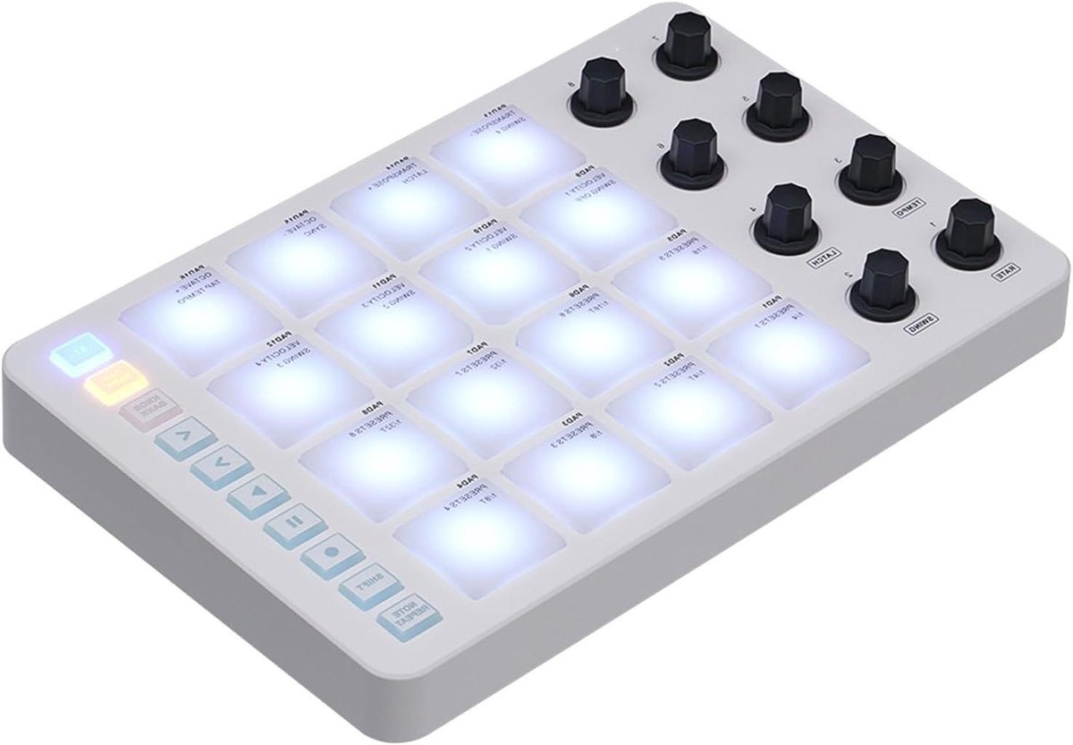 MIDI Pad Controller - Muziek Studio - Muziek Maken - 16 RGB Pads Aftertouch - Draagbaar Formaat - Zwart