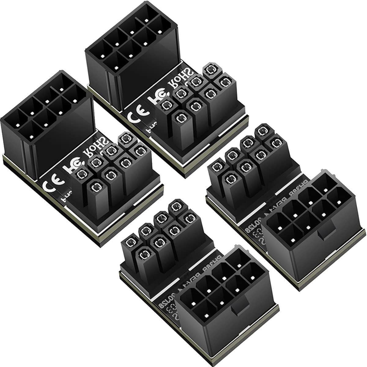 Stroomkabel Adapter - 8 Pin Connector - PC Bouwen - 180 Graden Hoek - 30mm x 19mm - Zwart