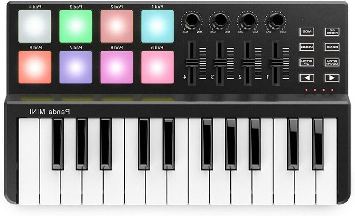 Midi Controller - Toetsenbord Drum Pad - Muziek Maken - 25 Gevoelige Toetsen - 32 cm - Zwart