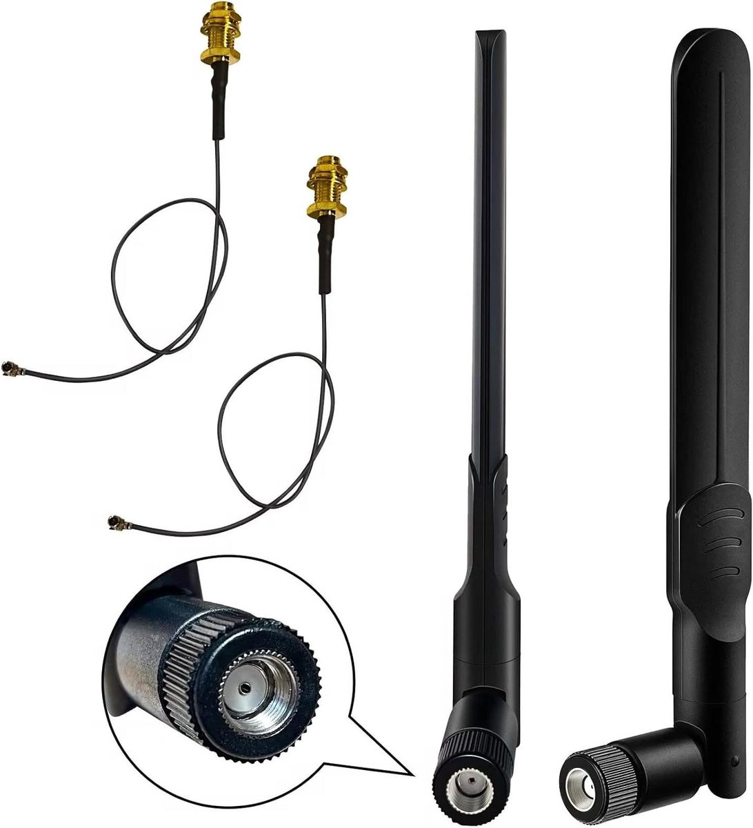 WLAN Antenne - Wifi Versterker - Netwerk Verbeteren - Dual Band 8 dBi - 2 Stuks - Zwart