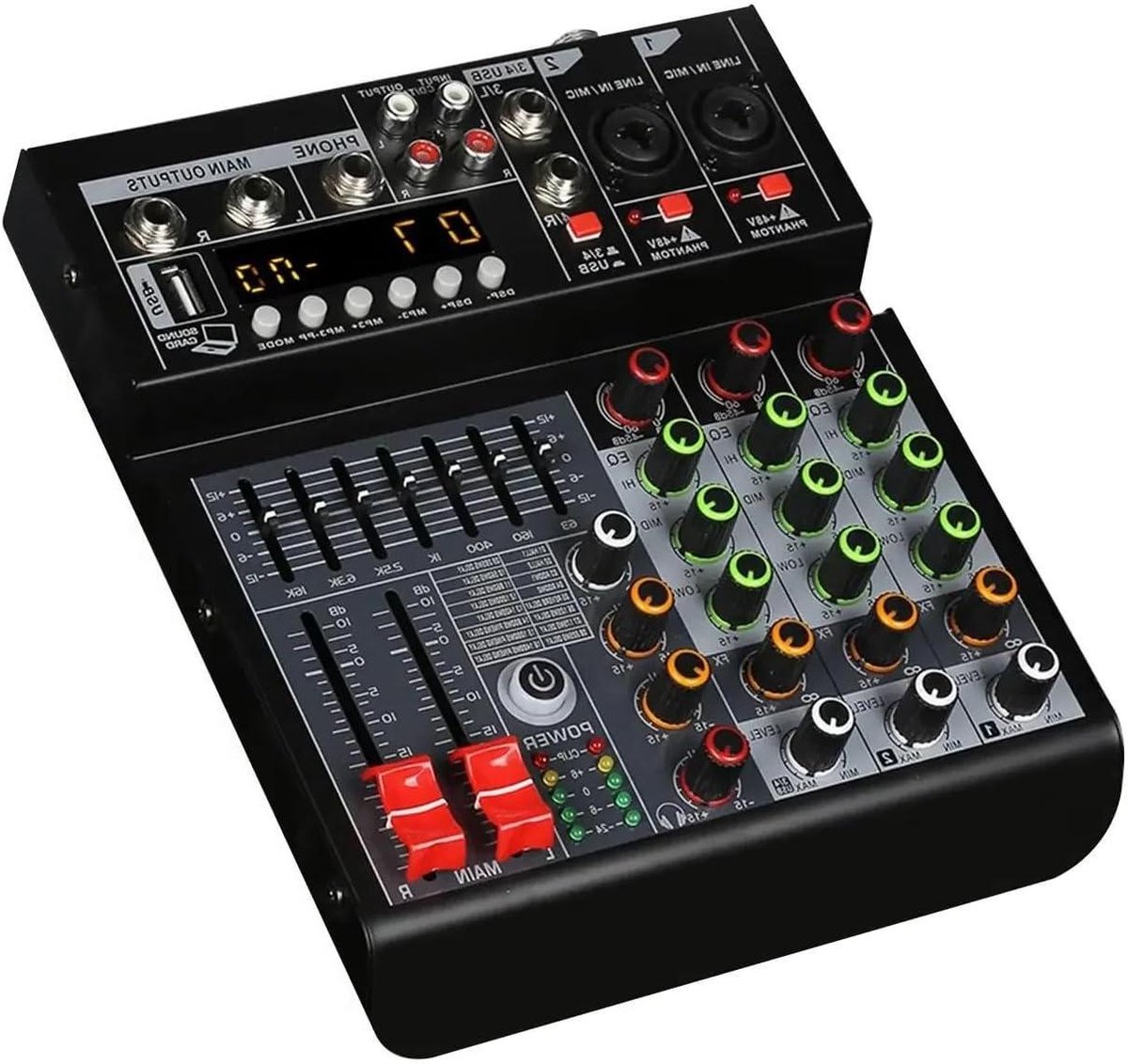 Audiomixer 4 Kanalen - Digitale Mixer - Muziek Maken - Met Digitale Processor - 38.5 cm - Zwart